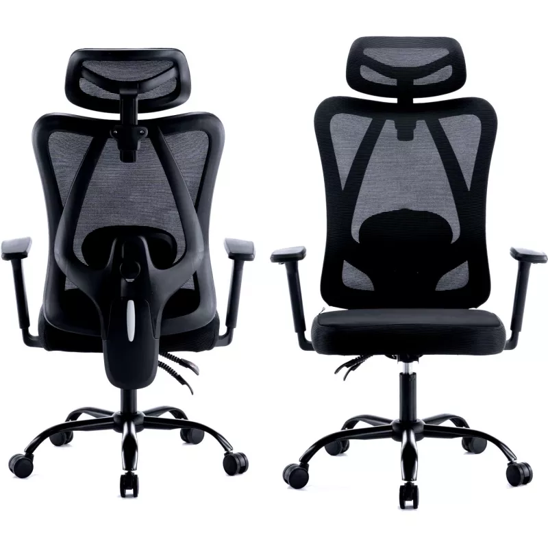 MOZOS ERGO-X Sedia da ufficio ergonomica con supporto lombare e poggiatesta regolabili, nero