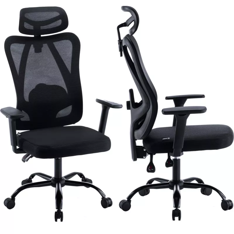 MOZOS ERGO-X Sedia da ufficio ergonomica con supporto lombare e poggiatesta regolabili, nero