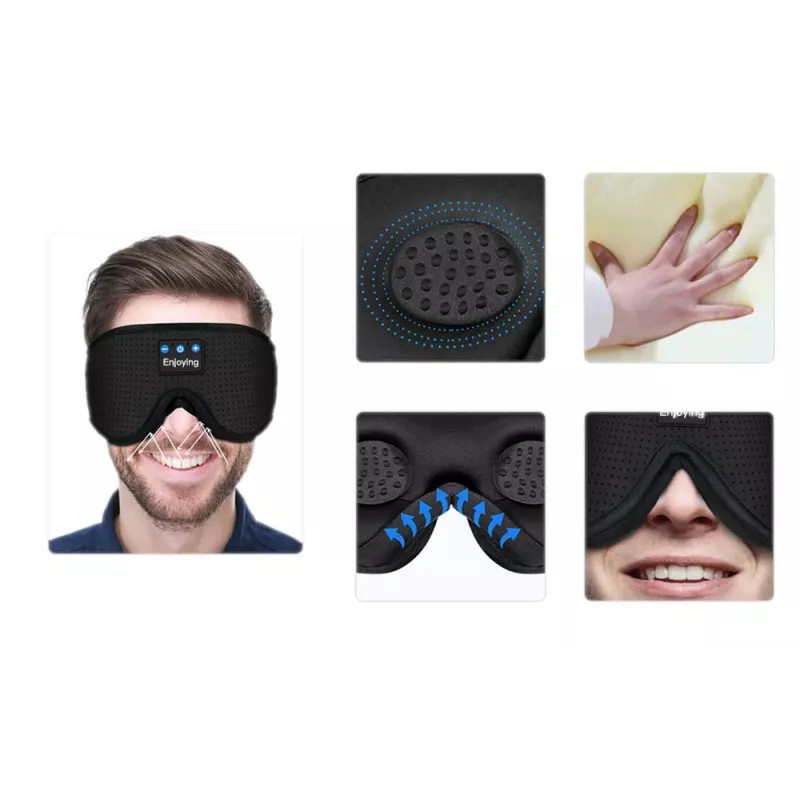 MOZOS LC001-V2 Maschera per dormire Bluetooth con altoparlanti stereo, nero