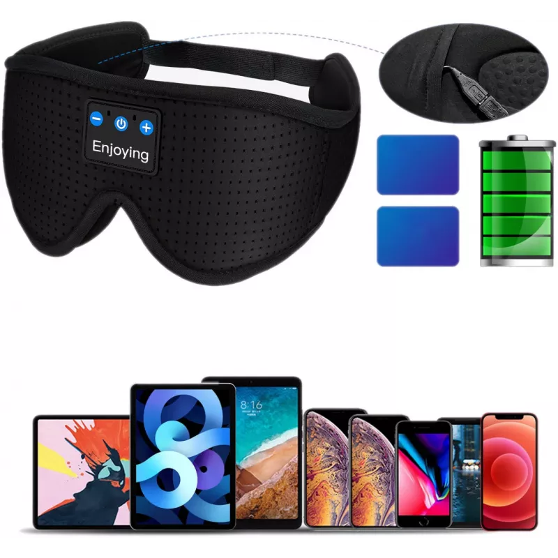 MOZOS LC001-V2 Maschera per dormire Bluetooth con altoparlanti stereo, nero