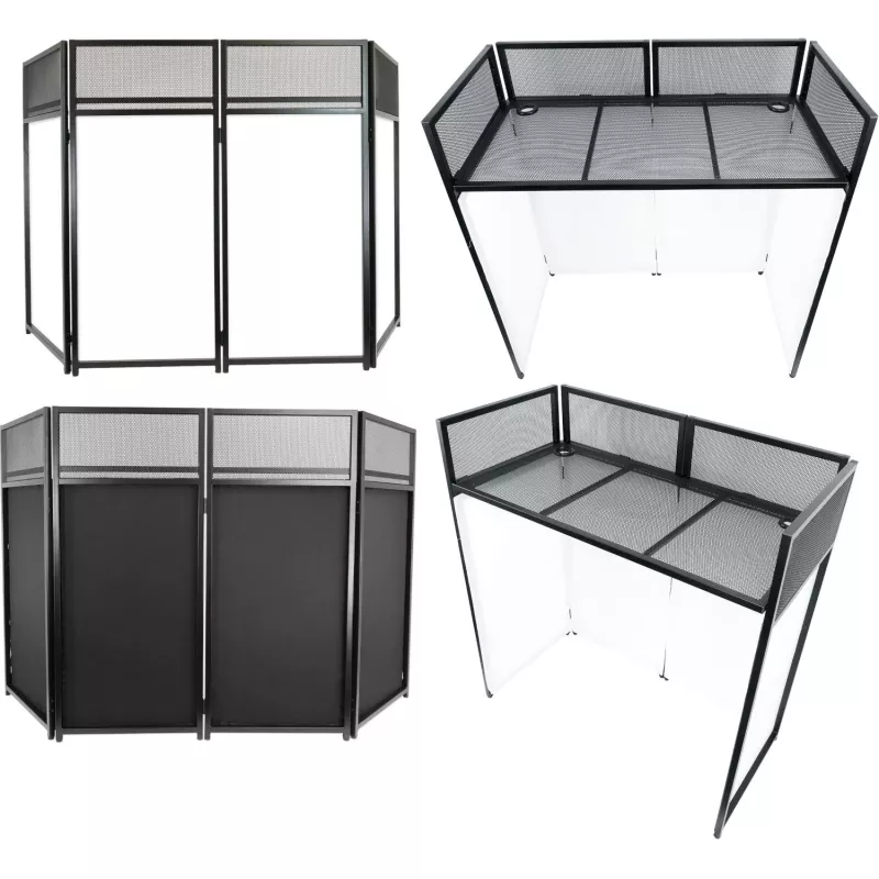 MOZOS EPDJ-100 Facciata da palco DJ con tavolo - schermo grande, pannello bianco, cornice nera