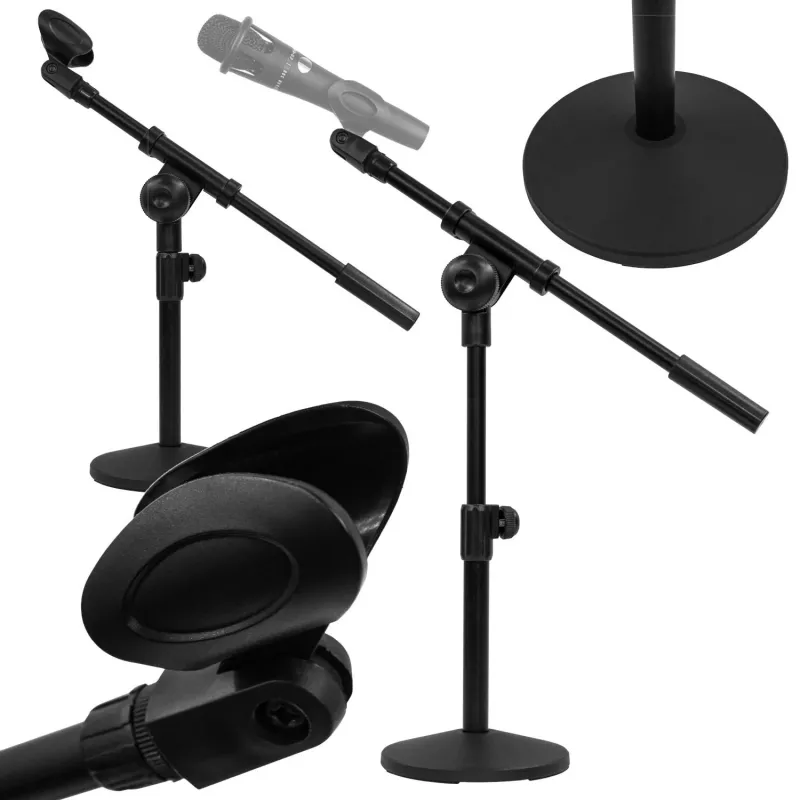 MOZOS SM807 Supporto da tavolo per microfono da studio con base rotonda pesante, nero