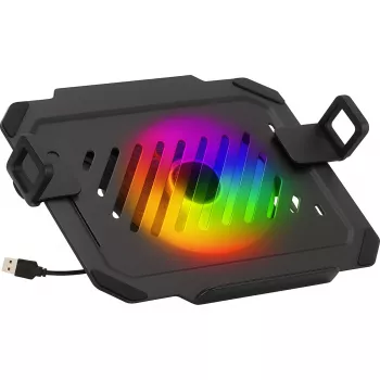 MOZOS LP-RGB Piattaforma per laptop per supporti da tavolo, VESA 75x75/100x100, nero, illuminazione RGB