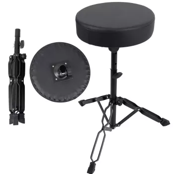 MOZOS PB02 Sgabello per batteria pieghevole, nero, seduta 280 mm, altezza 450-550 mm