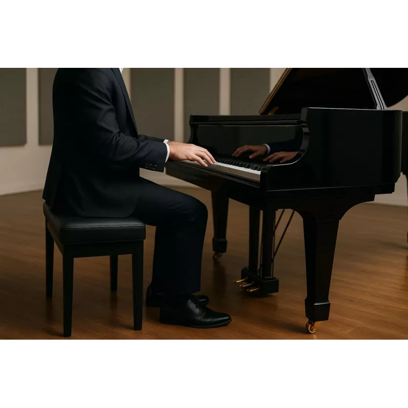MOZOS PB03 Panchetta per pianoforte – regolabile in altezza, similpelle, nero