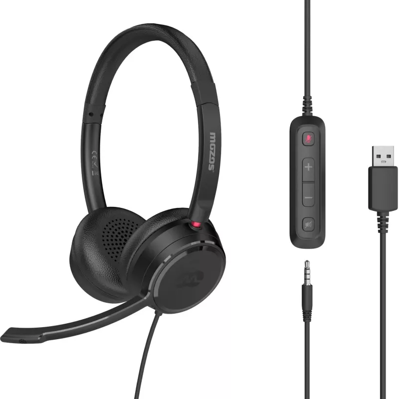 MOZOS KL201 Cuffie USB con microfono, on-ear, nere