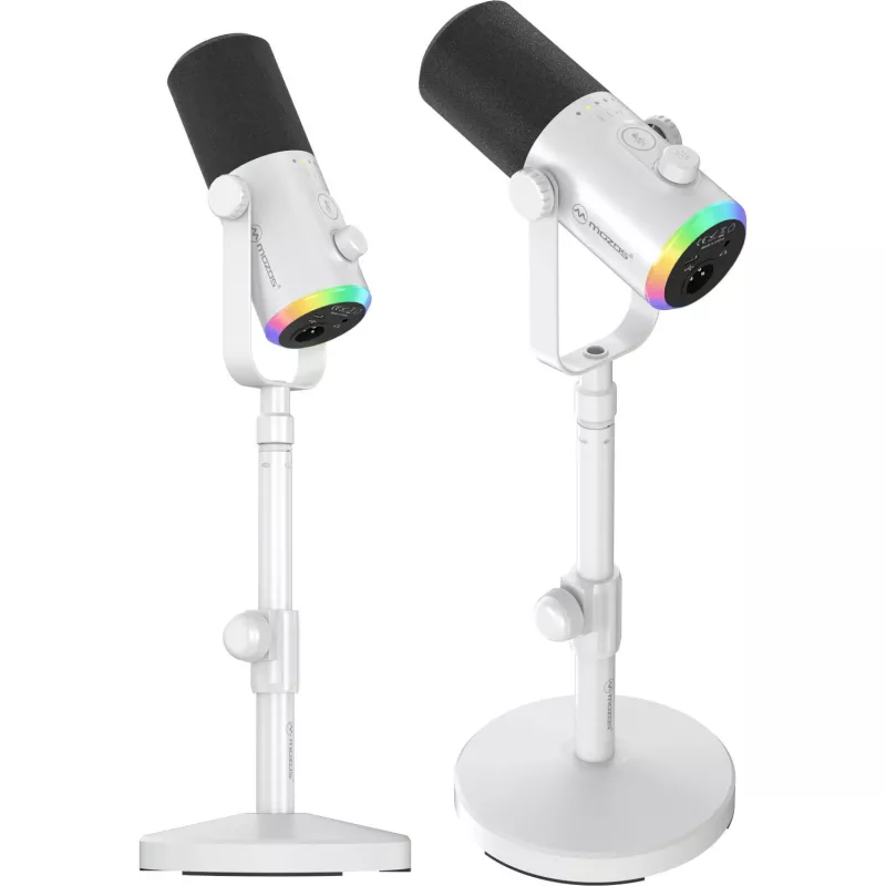 MOZOS GM-ONE Microfono dinamico bianco USB XLR RGB LED