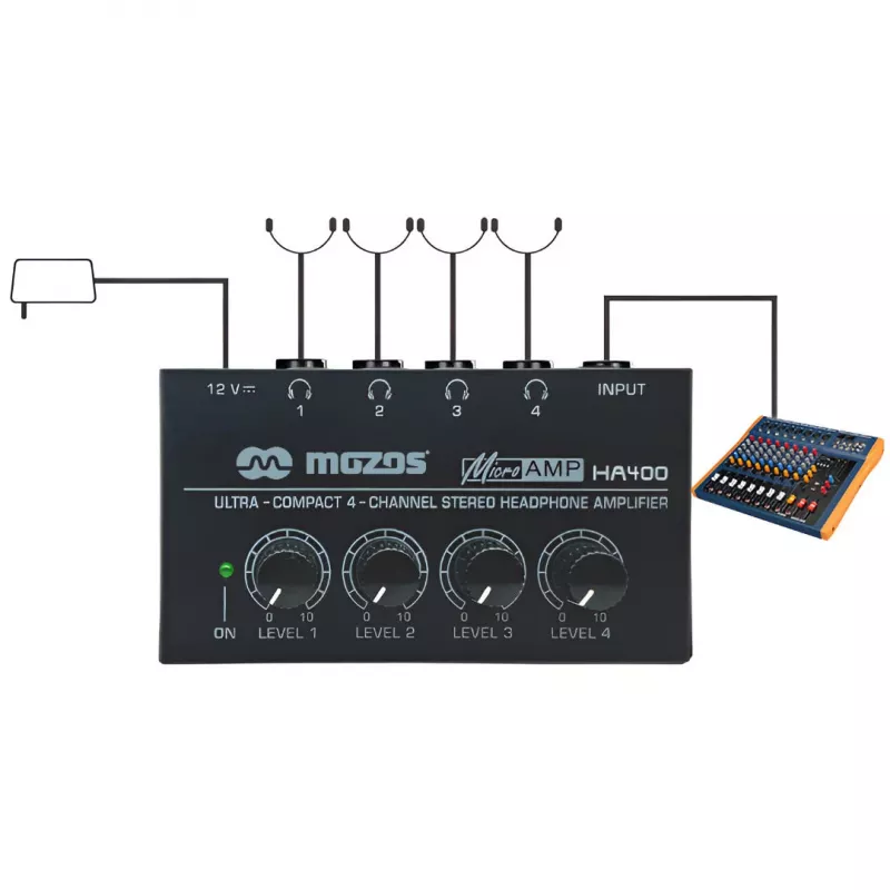 MOZOS HA400 Amplificatore stereo per cuffie a 4 canali