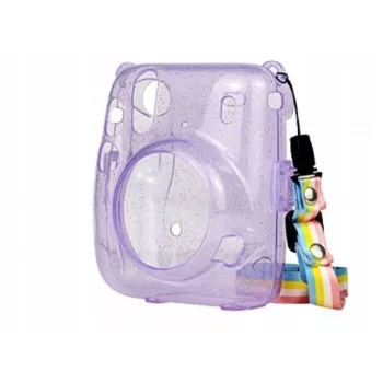 LOVEINSTANT custodia protettiva per Fujifilm Instax Mini 11 - lilla glitterato trasparente