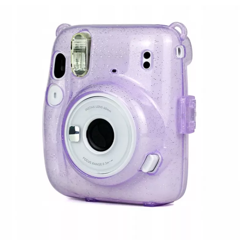 LOVEINSTANT custodia protettiva per Fujifilm Instax Mini 11 - lilla glitterato trasparente
