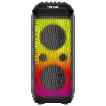 TONSIL Party Dance 1600 diffusore Bluetooth portatile per feste con luci LED, karaoke, 1600W PMPO, 80W RMS, woofer 10 pollici, TWS, radio FM, microfono e telecomando