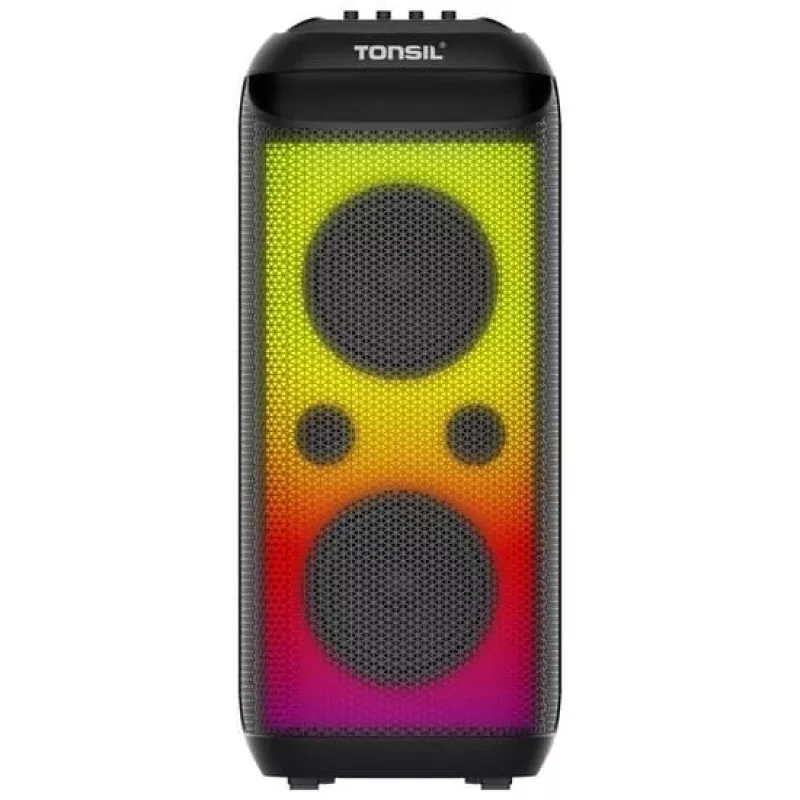 TONSIL Party Dance 1600 diffusore Bluetooth portatile per feste con luci LED, karaoke, 1600W PMPO, 80W RMS, woofer 10 pollici, TWS, radio FM, microfono e telecomando
