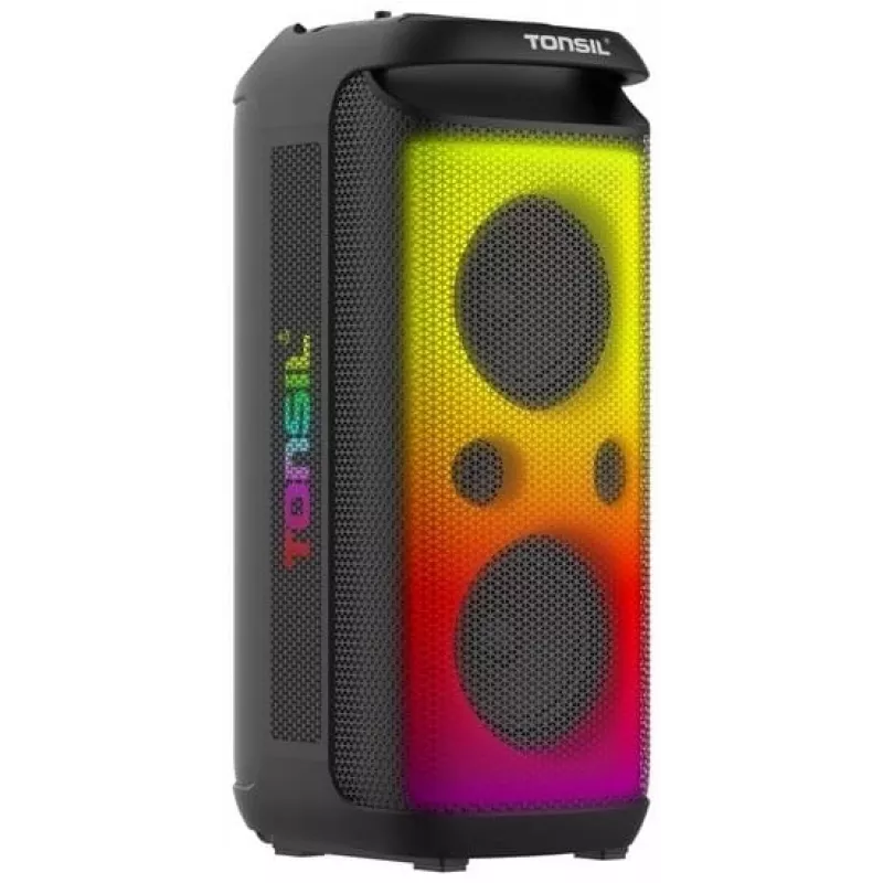 TONSIL Party Dance 1600 diffusore Bluetooth portatile per feste con luci LED, karaoke, 1600W PMPO, 80W RMS, woofer 10 pollici, TWS, radio FM, microfono e telecomando