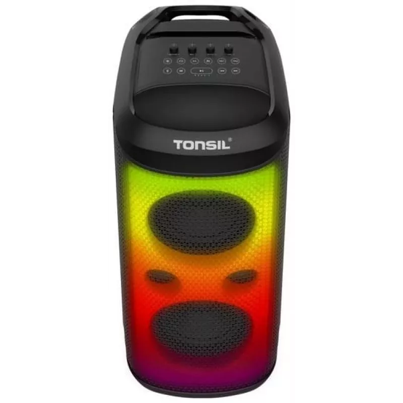 TONSIL Party Dance 1600 diffusore Bluetooth portatile per feste con luci LED, karaoke, 1600W PMPO, 80W RMS, woofer 10 pollici, TWS, radio FM, microfono e telecomando
