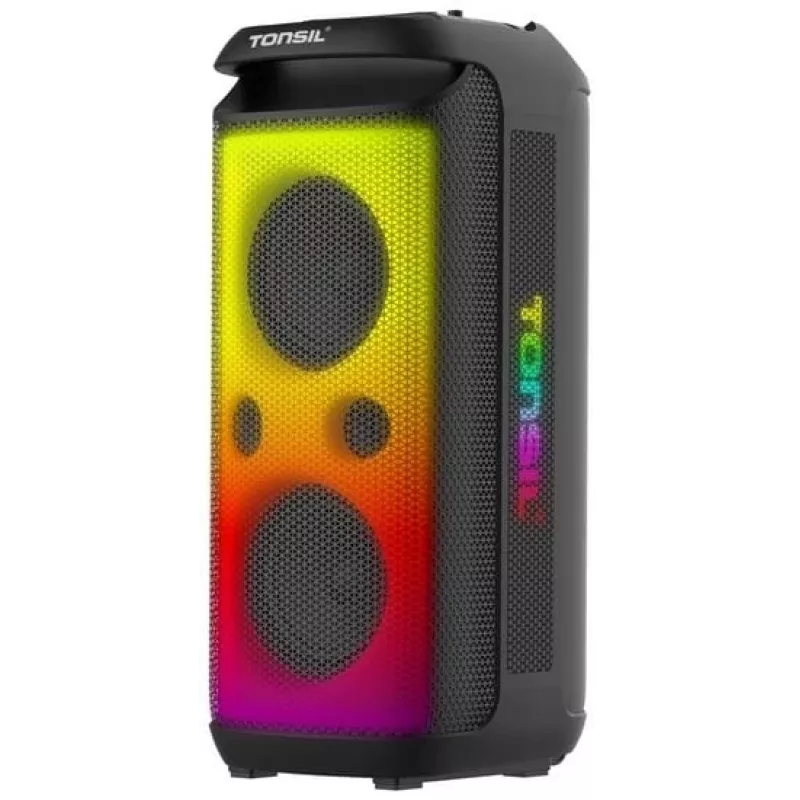 TONSIL Party Dance 1600 diffusore Bluetooth portatile per feste con luci LED, karaoke, 1600W PMPO, 80W RMS, woofer 10 pollici, TWS, radio FM, microfono e telecomando