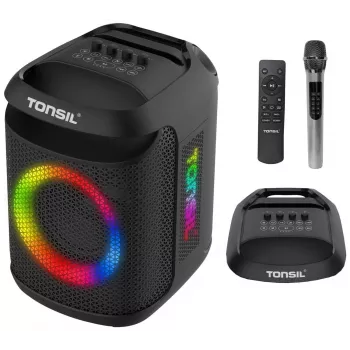 Tonsil Party Dance 800 diffusore Bluetooth portatile per feste con karaoke, LED disco, 80 W RMS, 2 woofer da 8 pollici, nero
