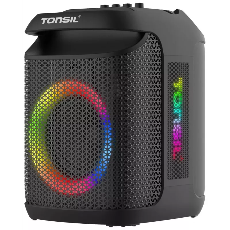 Tonsil Party Dance 800 diffusore Bluetooth portatile per feste con karaoke, LED disco, 80 W RMS, 2 woofer da 8 pollici, nero