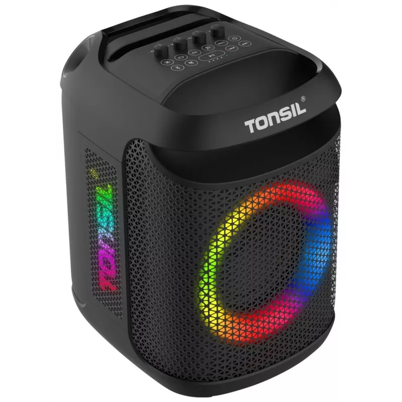 Tonsil Party Dance 800 diffusore Bluetooth portatile per feste con karaoke, LED disco, 80 W RMS, 2 woofer da 8 pollici, nero