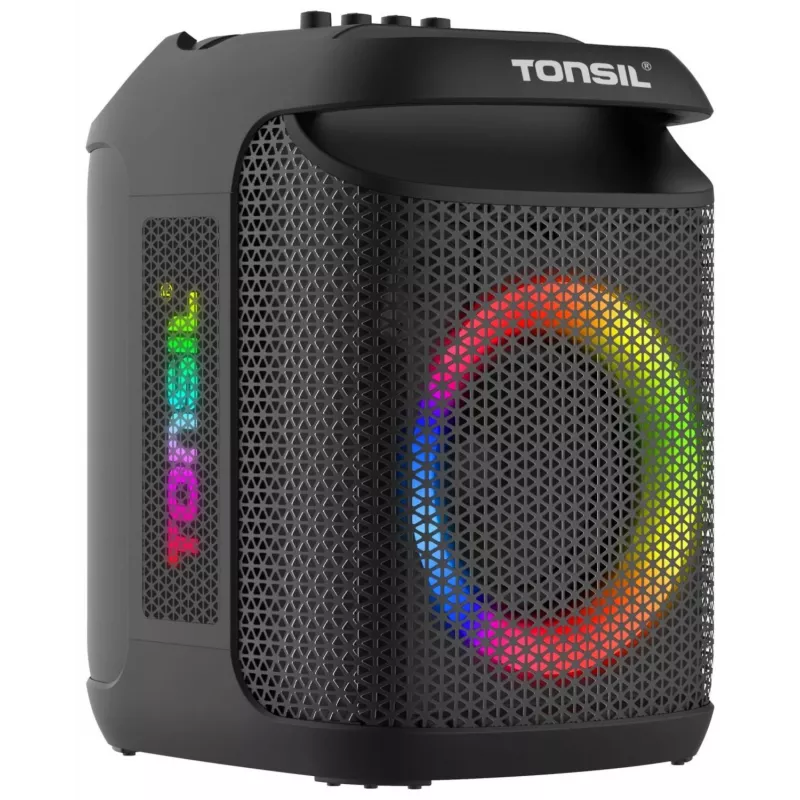 Tonsil Party Dance 800 diffusore Bluetooth portatile per feste con karaoke, LED disco, 80 W RMS, 2 woofer da 8 pollici, nero