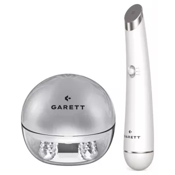 Garett Beauty Pretty Face + Glow Eye White - Dispositivo multifunzionale per la cura del viso e degli occhi con terapia LED, pulizia, massaggio