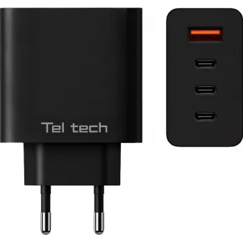 Teltech caricabatterie GaN USB / 3x USB-C 100W QC PD nero TCH-08
