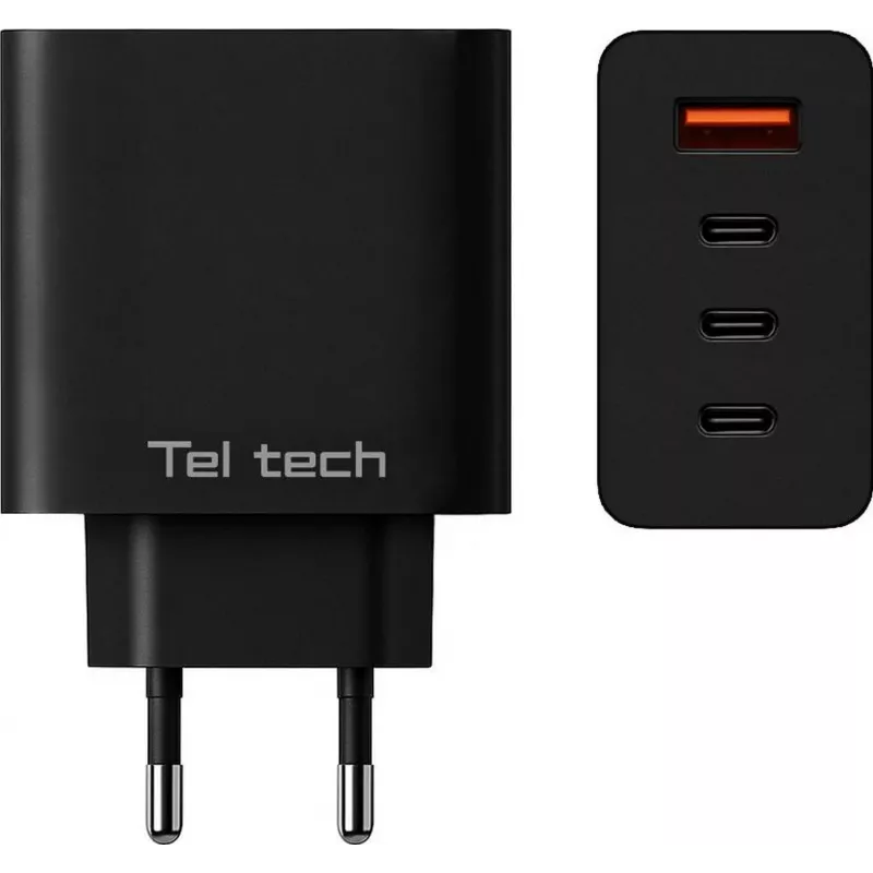 Teltech caricabatterie GaN USB / 3x USB-C 100W QC PD nero TCH-08