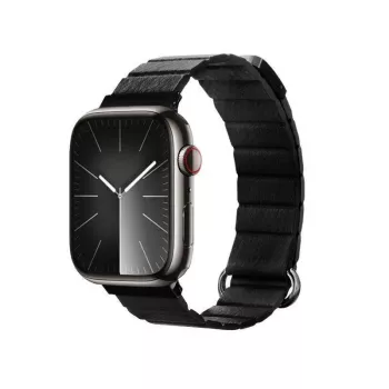 Crong Eclipse cinturino magnetico in pelle vera per Apple Watch 44/45/46/49 mm (nero)