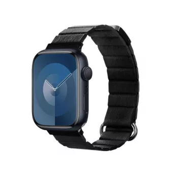 Crong Eclipse cinturino magnetico in pelle vera per Apple Watch 44/45/46/49 mm (nero)