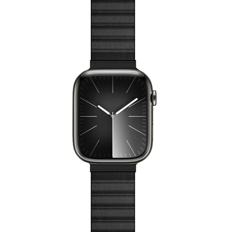 Crong Eclipse cinturino magnetico in pelle vera per Apple Watch 44/45/46/49 mm (nero)