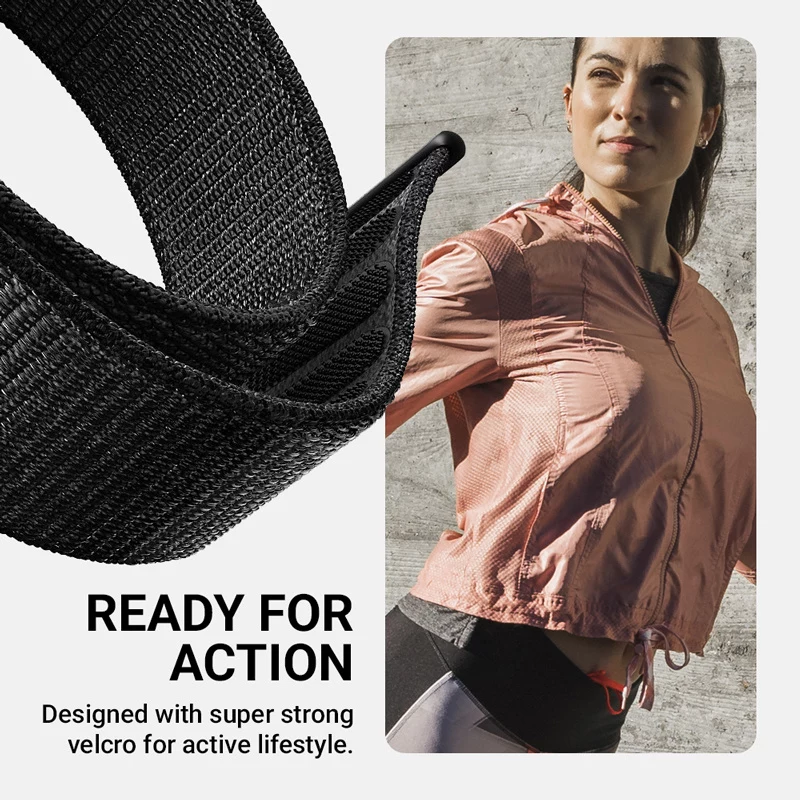 Crong Nylon Sport Loop per Apple Watch 44/45/46/49 mm (Night Grey)