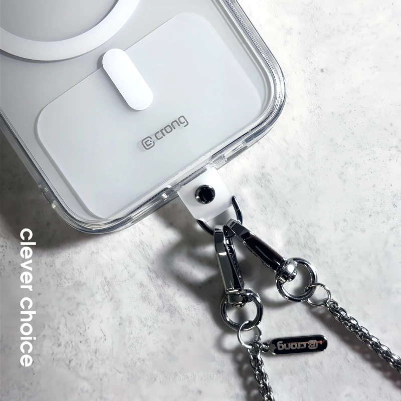Crong Phone Crossbody Lanyard con catena argento - cinturino universale per smartphone