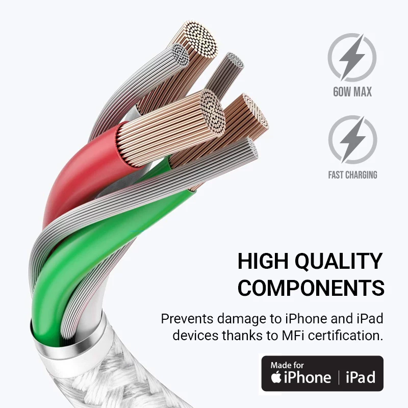 Crong Armor Link cavo USB-C a Lightning Fast Charging MFi 150 cm bianco