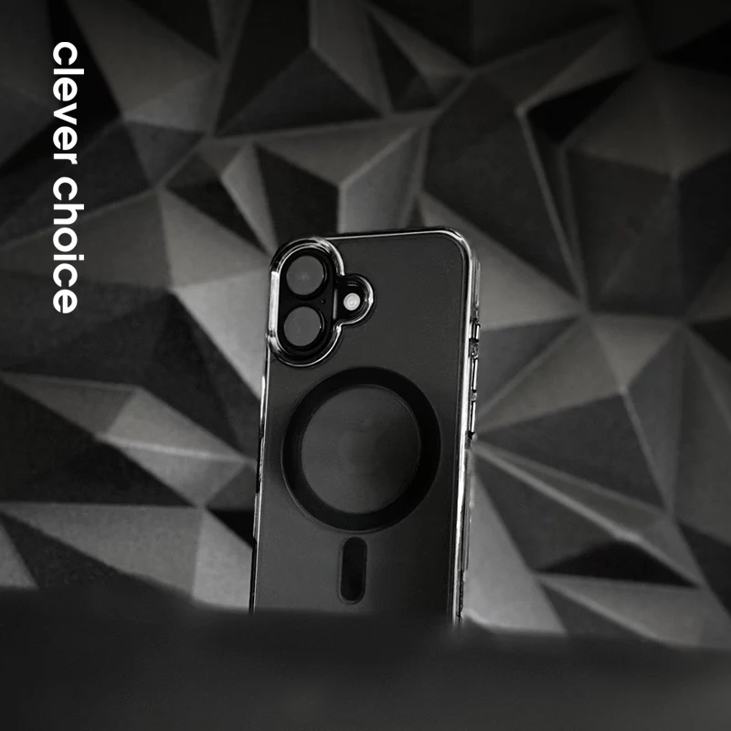 Crong Clear MAG Pro Case per Apple iPhone 16, MagSafe, nero