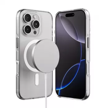 Crong Clear MAG Pro Case per iPhone 16 Pro, MagSafe, trasparente