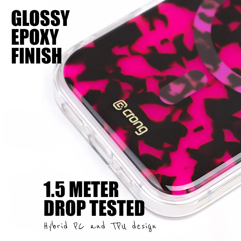 Crong Deluxe MAG Cover per iPhone 17 Pro Max con MagSafe (Pink Tortoise)