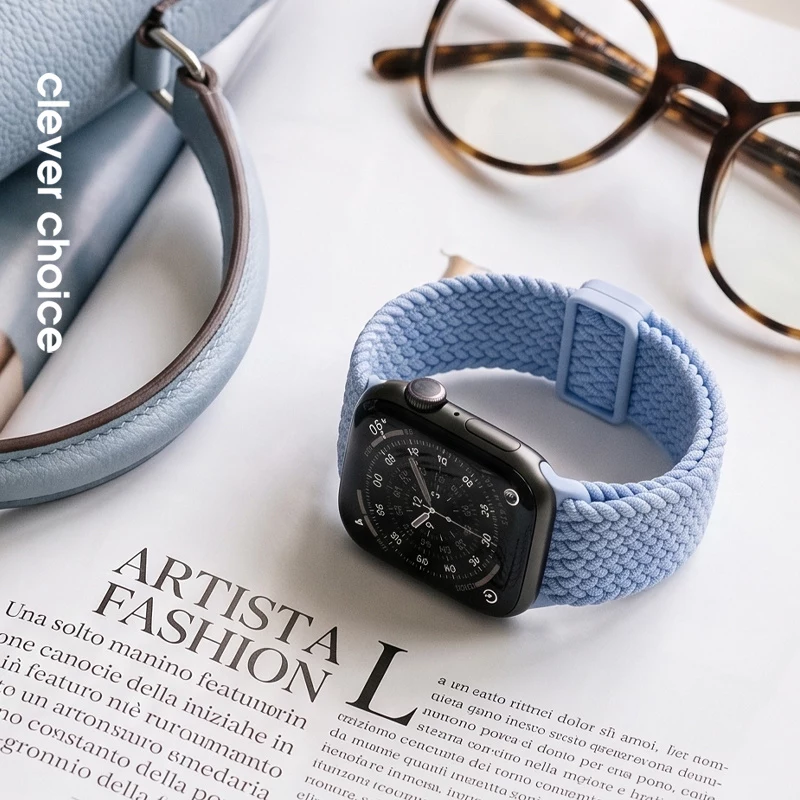 Crong Wave Band Solo Loop in nylon intrecciato per Apple Watch 38/40/41/42 mm blu