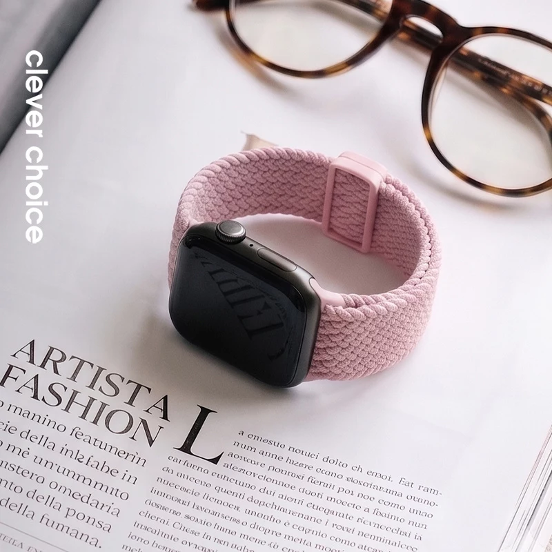 Crong Wave Band Solo Loop in nylon intrecciato per Apple Watch 38/40/41/42 mm rosa