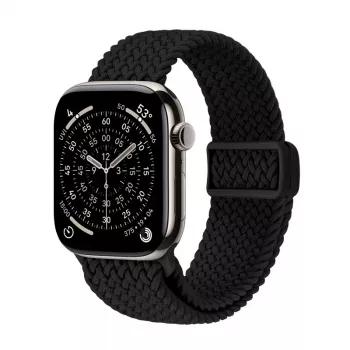 Crong Wave Band cinturino in nylon intrecciato per Apple Watch 44/45/46/49 mm (nero)