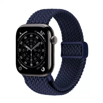 Crong Wave Band Solo Loop in nylon intrecciato per Apple Watch 44/45/46/49 mm (Navy Blue)