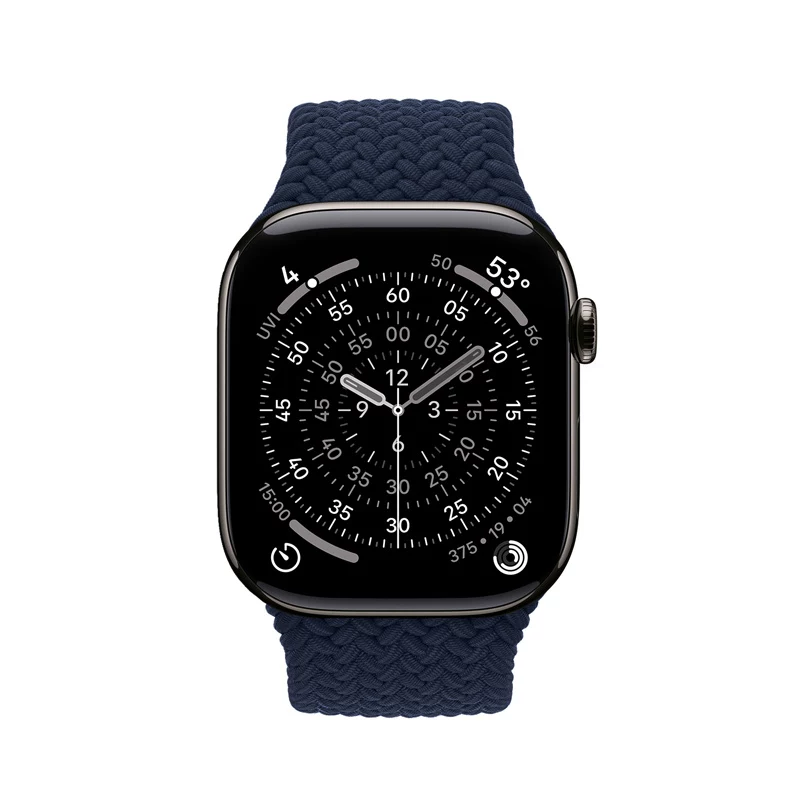 Crong Wave Band Solo Loop in nylon intrecciato per Apple Watch 44/45/46/49 mm (Navy Blue)