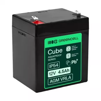 Batteria Greencell AGM VRLA 12V 4,5Ah senza manutenzione per registratori di cassa, giocattoli, fotocamere (90x70x106mm)