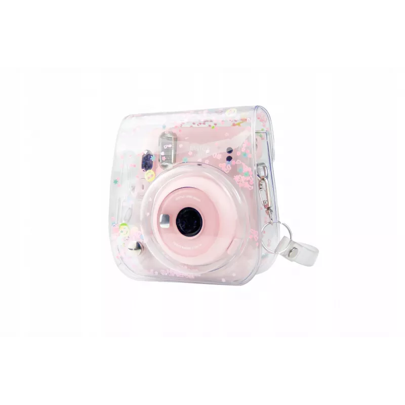 LOVEINSTANT custodia protettiva per Fujifilm Instax Mini 11 - trasparente con paillettes rosa