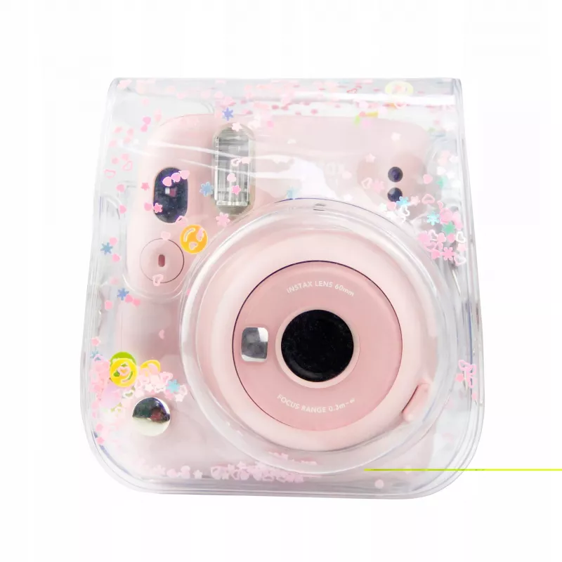 LOVEINSTANT custodia protettiva per Fujifilm Instax Mini 11 - trasparente con paillettes rosa