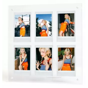 LOVEINSTANT cornice portafoto per 6 foto, compatibile con Fujifilm Instax Mini / Xiaomi / Polaroid / Canon / HP / Kodak - Zink / trasparente