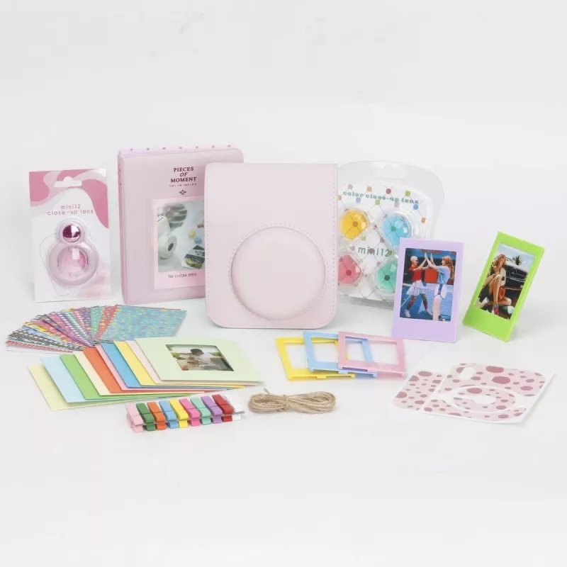 LOVEINSTANT set di accessori 8-in-1 per Fujifilm Instax Mini 12 - rosa