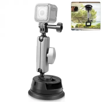 PULUZ Supporto a ventosa per fotocamera, smartphone, filettatura 1/4 di pollice, Nero