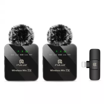 PULUZ PU647B 2x Microfono lavalier wireless per iPhone Lightning