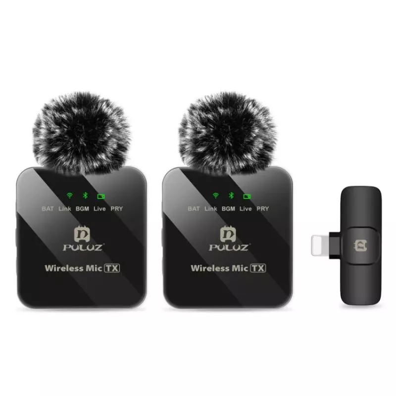 PULUZ PU647B 2x Microfono lavalier wireless per iPhone Lightning