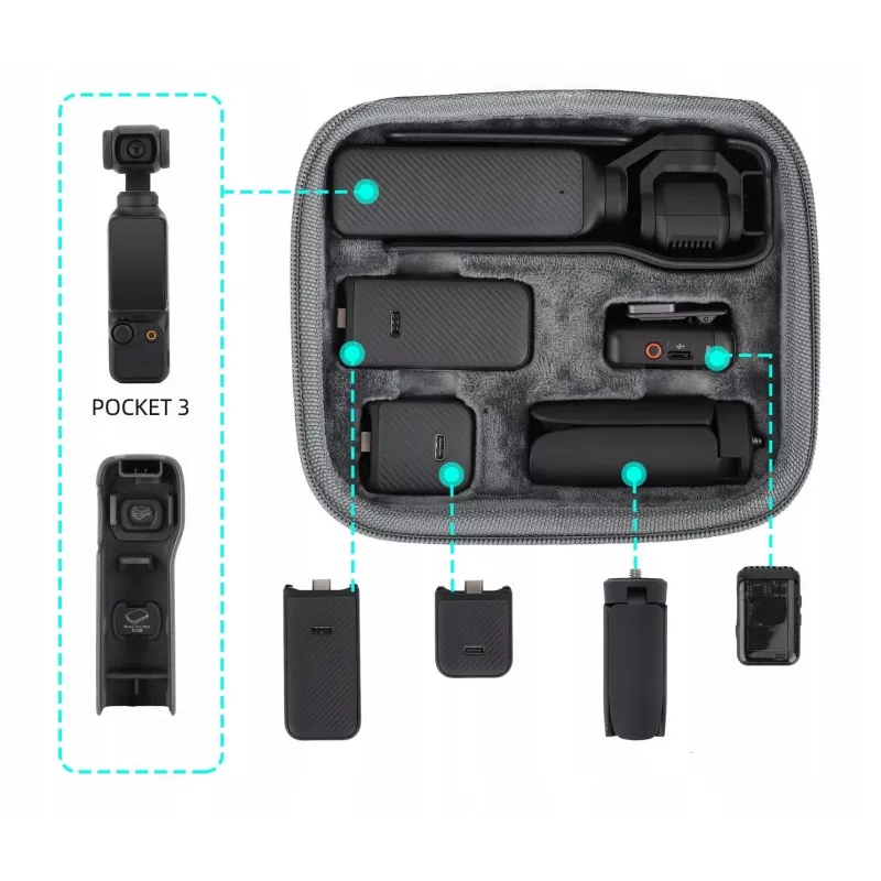 SUNNYLIFE Custodia protettiva rigida per DJI Osmo Pocket 3 e accessori, Nero