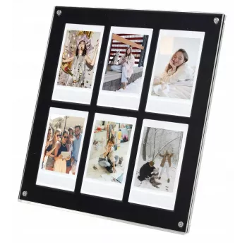 LOVEINSTANT Cornice portafoto per 6 foto compatibile con Fujifilm Instax Mini / Xiaomi / Polaroid / Canon / HP / Kodak - Zink / nero